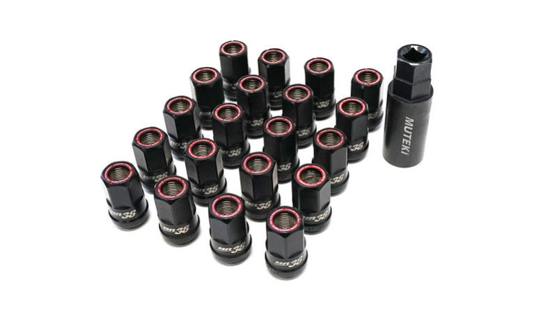 Wheel Mate Muteki HR38 Open End Lug Nuts 12x1.50 - Titanium Chrome / Red Ring