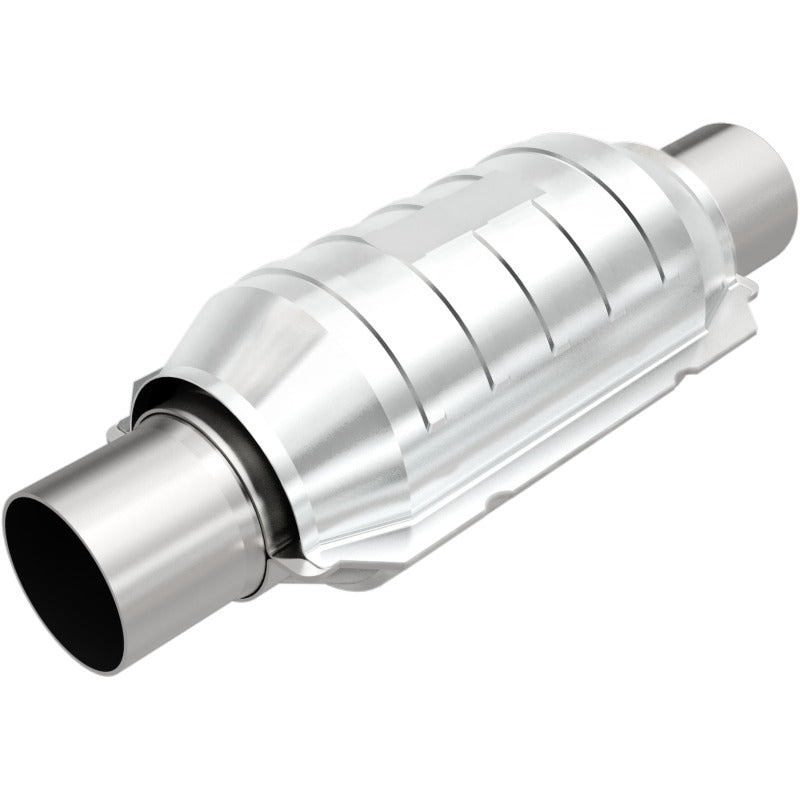 MagnaFlow 2.25" In/Out Catalytic Converter OEM Grade EPA Compliant OBDII - 2.25in Inlet / Outlet Center / Center Round 9in Body L x 5.125in W x 13in Overall