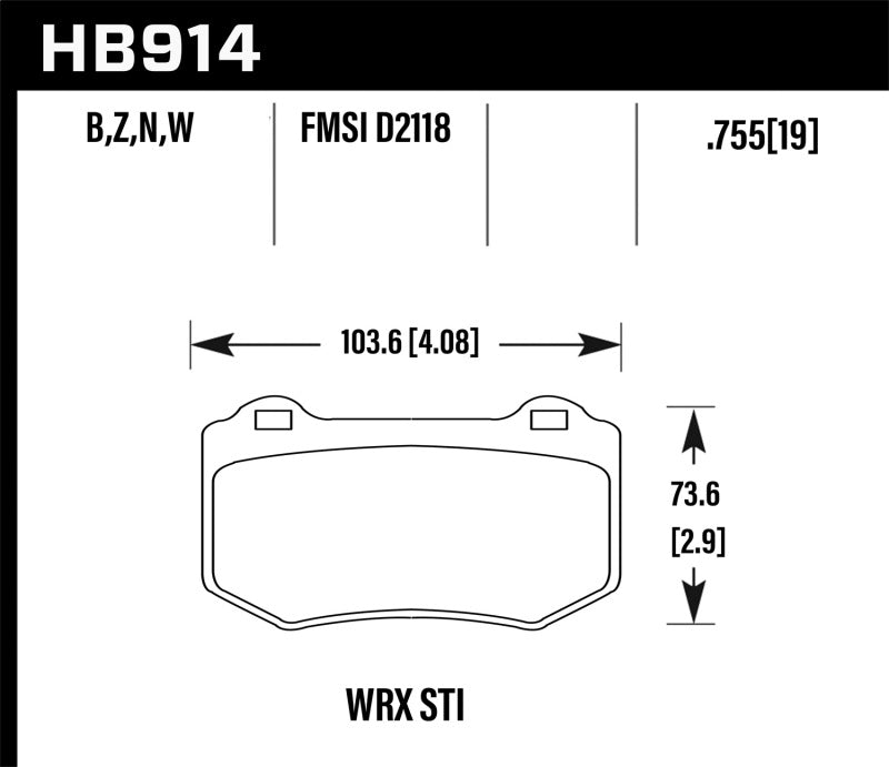 Hawk Performance Ceramic Street Brake Pads - 2018-2021 Subaru STI