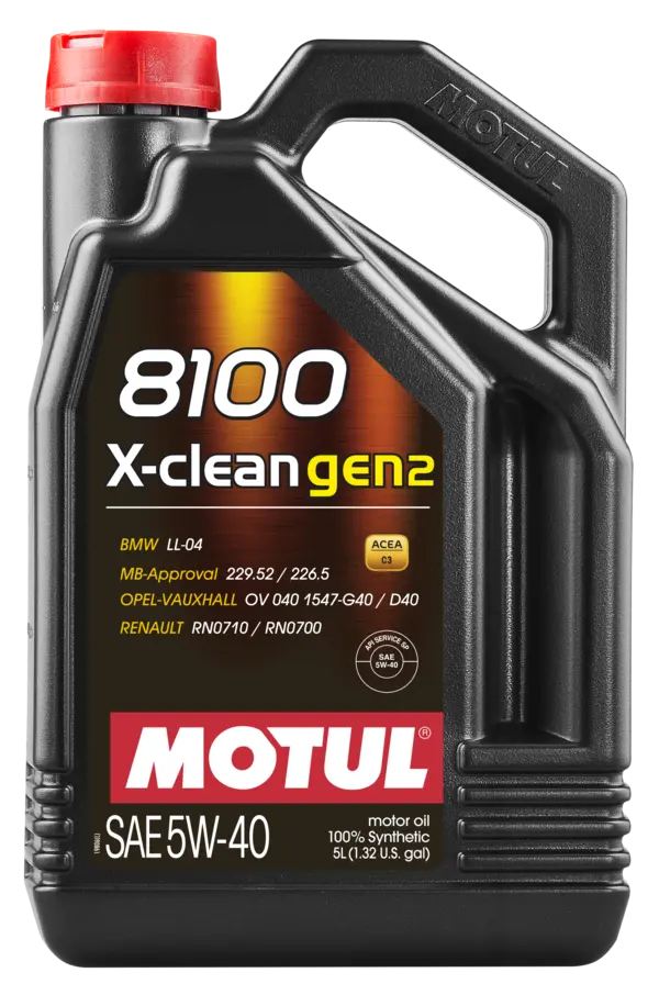 Motul 8100 X-CLEAN Gen 2 5W40 Synthetic Engine Oil (5 Liter Jug)
