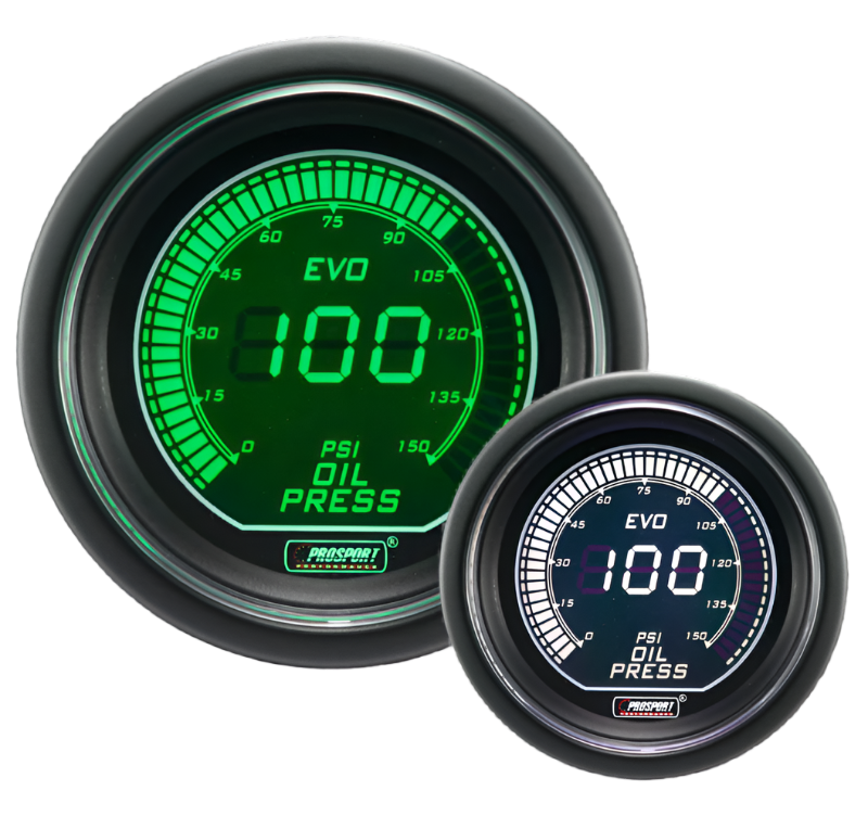 ProSport 2-1/16" Evo Electrical Green/White Oil Pressure Gauge