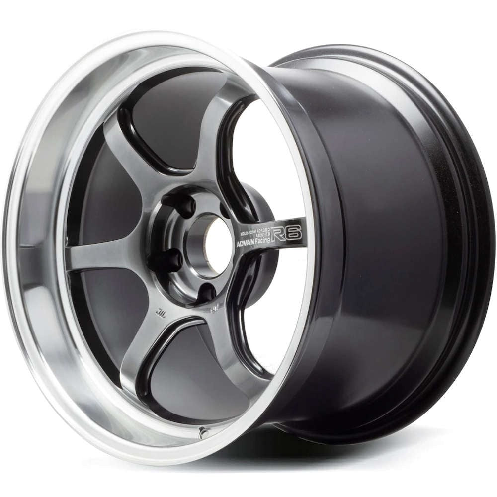 Advan R6 Racing Hyper Black (Machined Lip) 18x9.5 +45 5x114.3 (Single Wheel) - 2015-2024 Subaru WRX / 2015-2021 STI / 2019-2024 Forester