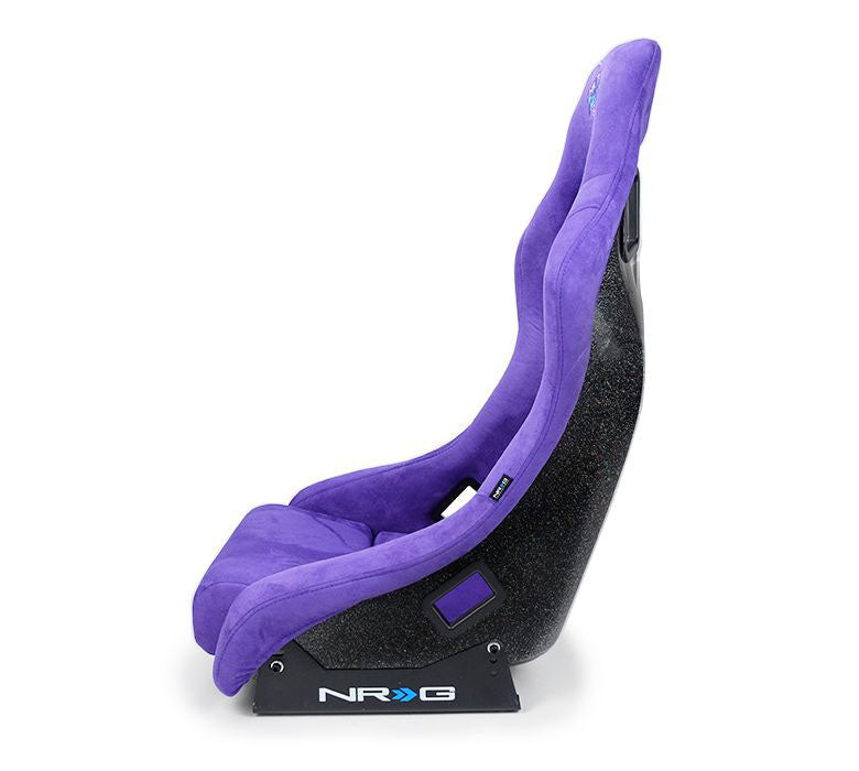 NRGFRP-303PP-PRISMA NRG Innovations FRP Bucket Seat PRISMA Edition with pearlized back. All Black alcantara vegan material. (Medium),