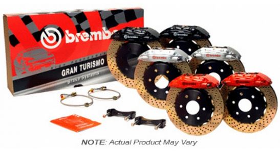 BRE1M2.8047A1 Brembo 6 Piston Front BBK Slotted or Drilled : Black Caliper, Slotted Rotor - 1M2.8047A1,