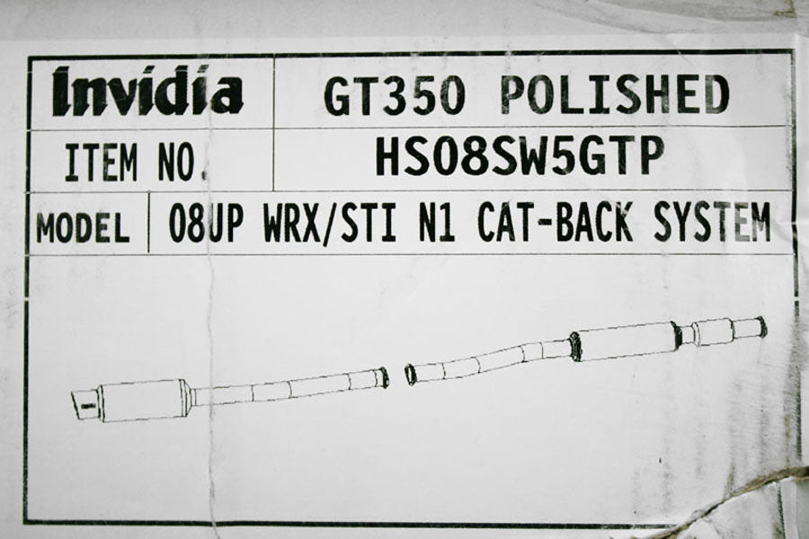 INVHS08SW5GTP Invidia N1 Cat Back Exhaust - 2008-2014 Subaru WRX Hatchback,