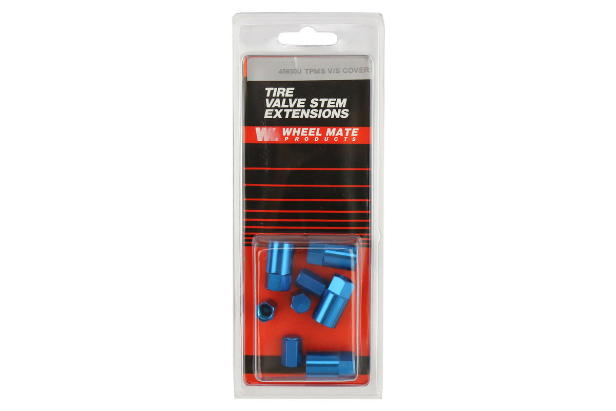 WMP45930U Wheel Mate TPMS Color Valve Step Sleeve and Cap Kit - Universal (Blue),