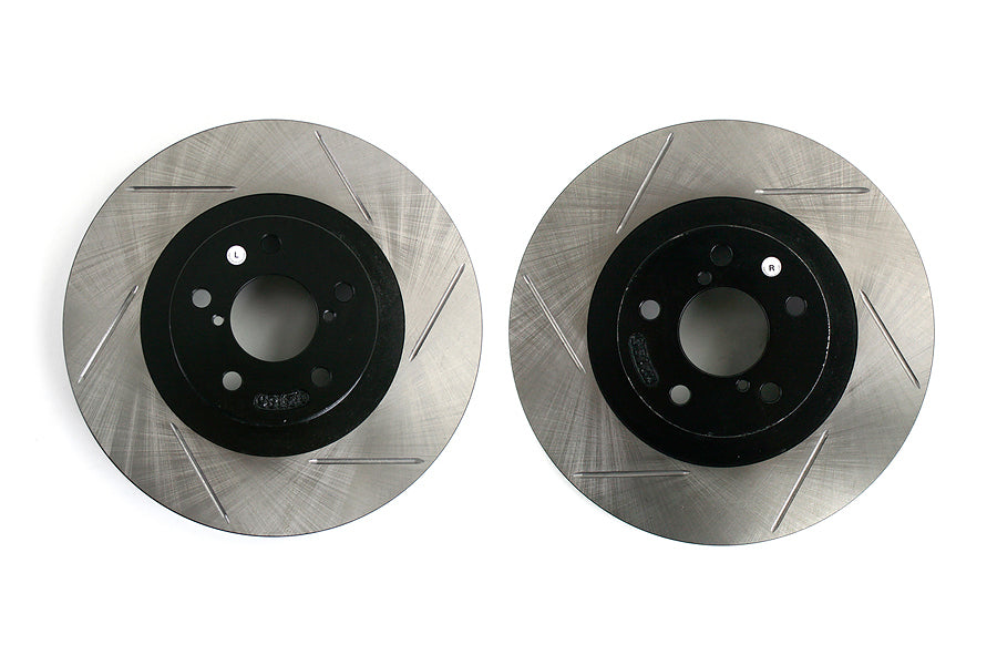 STT126.47018S-GRP Stoptech Slotted Front Rotor Pair - Subaru Models Inc. 2002-2008 WRX,