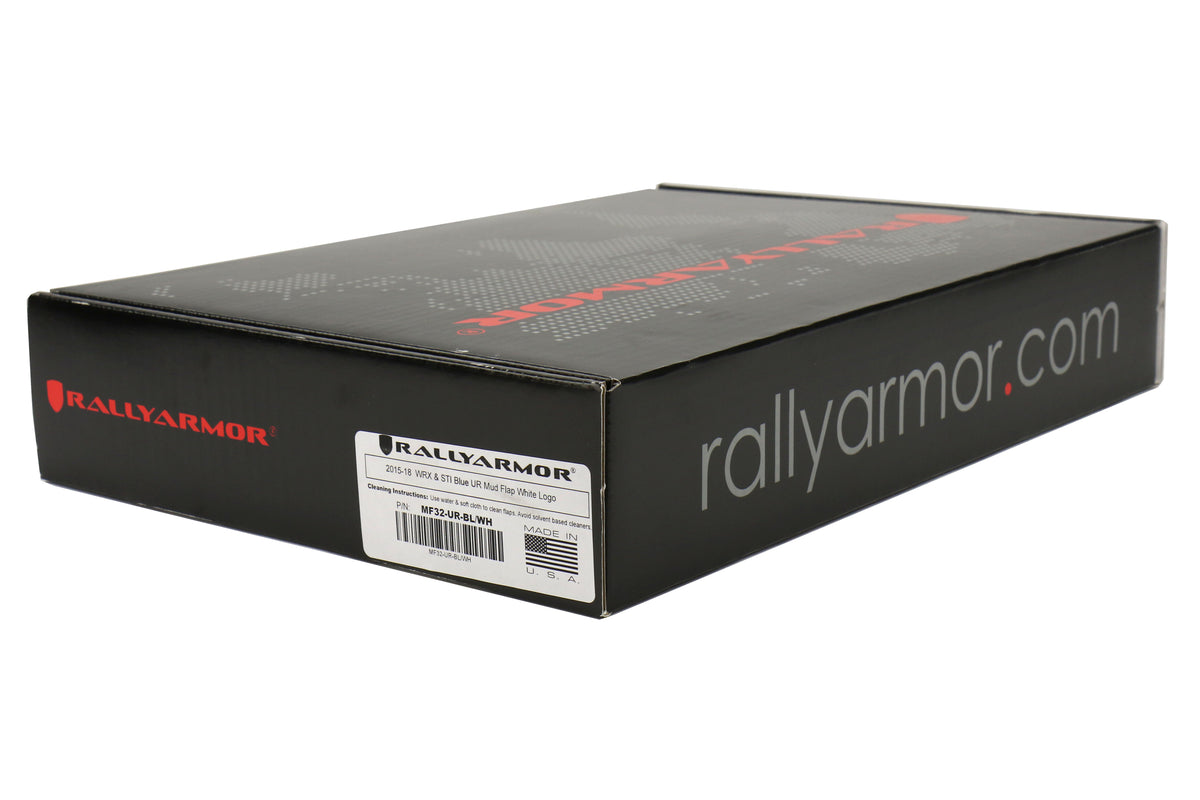 RALMF32-UR-BL/WH Rally Armor Mud Flaps - 2015+ WRX / 2015+ STI-Blue Mud Flap with White Logo,