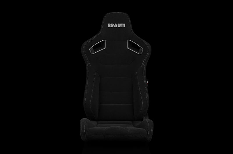 BRMBRR1-BFGS Braum Elite Series Sport Seats - Black Cloth (Grey Stitching) Pair - Universal,