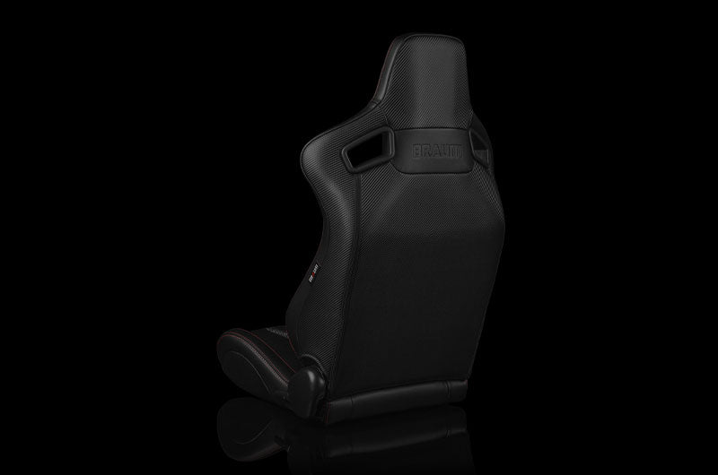BRMBRR1X-BKRS Braum Elite-X Series Sport Seats - Black Leatherette (Red Stitching) Pair - Universal,