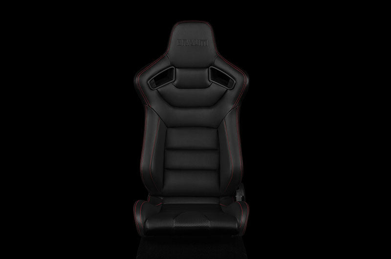 BRMBRR1-BKRS Braum Elite Series Racing Seat (Red Stitching) - Universal,