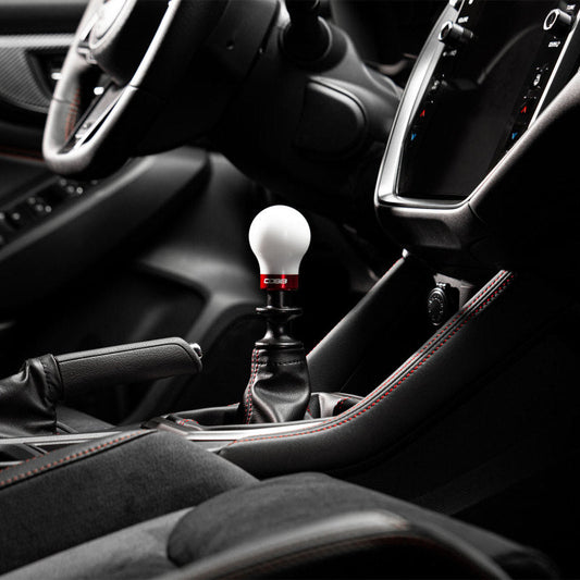 Cobb 6-Speed Weighted Shift Knob - White (Inc. Both Red + Black Collars) - 2004-2021 Subaru STI / 2015-2026 WRX / 2006-2012 Legacy
