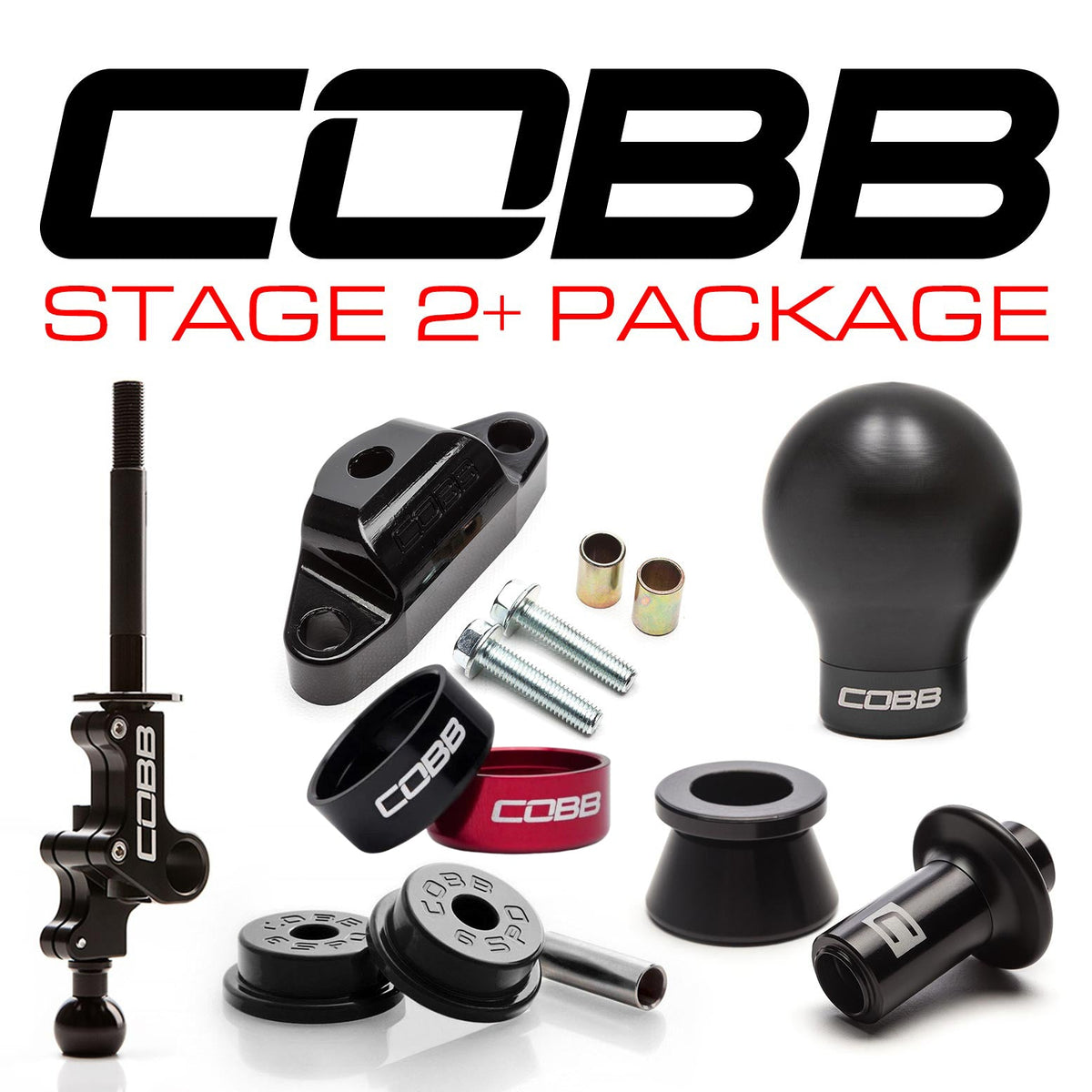 Cobb Stg 2+ Drivetrain Pkg w/ Weighted Shift Knob - Black Knob / White & Black Lockout - 2004-2021 Subaru STI 6MT