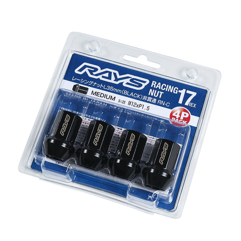 Rays 17 Hex Racing Nut L35 12x1.25 (Closed End) - Black (4 Pieces ...