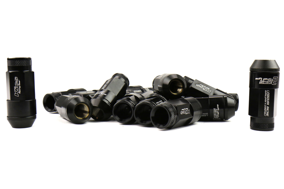 Project Kics Leggdura Racing Shell Type Lug Nut Set 53mm Open-End Look 12X1.25 Black