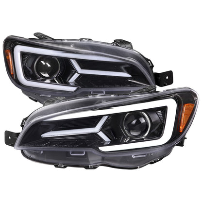 Spec-D Version 2 LED Bar Style Projector Headlights w/ Switchback & Sequential Turn Signal - DRL LED Bar / Gloss Black Housing / Clear Lens - 2015-2021 Subaru WRX/STI (FOR FACTORY HALOGEN HEADLIGHT WITHOUT LED DRL MODELS ONLY)