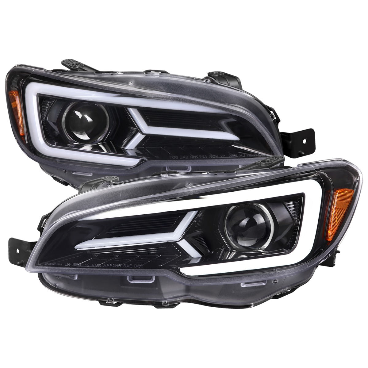 Spec-D Version 2 LED Bar Style Projector Headlights w/ Switchback & Sequential Turn Signal - DRL LED Bar / Gloss Black Housing / Clear Lens - 2015-2021 Subaru WRX/STI (FOR FACTORY HALOGEN HEADLIGHT WITHOUT LED DRL MODELS ONLY)