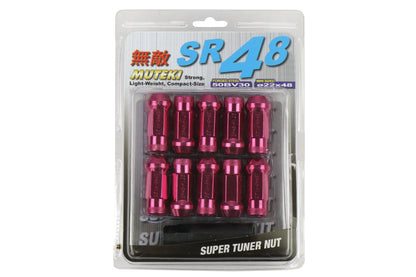 Wheel Mate Muteki SR48 Open End Lug Nuts - Pink 12x1.25 48mm
