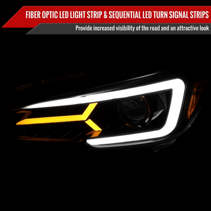 Spec-D Version 2 LED Bar Style Projector Headlights w/ Switchback & Sequential Turn Signal - DRL LED Bar / Gloss Black Housing / Smoked Lens - 2015-2021 Subaru WRX/STI (FOR FACTORY HALOGEN HEADLIGHT WITHOUT LED DRL MODELS ONLY)