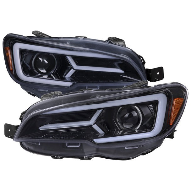 Spec-D Version 2 LED Bar Style Projector Headlights w/ Switchback & Sequential Turn Signal - DRL LED Bar / Gloss Black Housing / Smoked Lens - 2015-2021 Subaru WRX/STI (FOR FACTORY HALOGEN HEADLIGHT WITHOUT LED DRL MODELS ONLY)