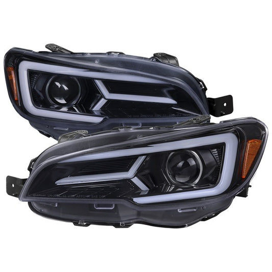 Spec-D Version 2 LED Bar Style Projector Headlights w/ Switchback & Sequential Turn Signal - DRL LED Bar / Gloss Black Housing / Smoked Lens - 2015-2021 Subaru WRX/STI (FOR FACTORY HALOGEN HEADLIGHT WITHOUT LED DRL MODELS ONLY)