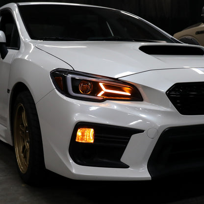 Spec-D Version 2 LED Bar Style Projector Headlights w/ Switchback & Sequential Turn Signal - DRL LED Bar / Matte Black Housing / Clear Lens - 2015-2021 Subaru WRX/STI (FOR FACTORY HALOGEN HEADLIGHT WITHOUT LED DRL MODELS ONLY)