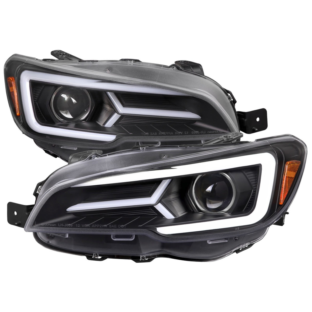 Spec-D Version 2 LED Bar Style Projector Headlights w/ Switchback & Sequential Turn Signal - DRL LED Bar / Matte Black Housing / Clear Lens - 2015-2021 Subaru WRX/STI (FOR FACTORY HALOGEN HEADLIGHT WITHOUT LED DRL MODELS ONLY)