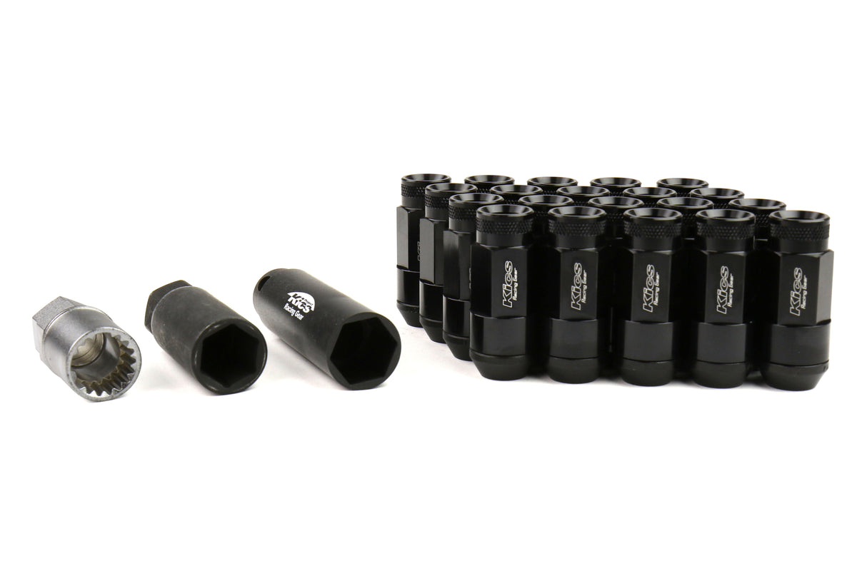 Project Kics Leggdura Racing Shell Type Lug Nut Set 53mm Open-End Look 12X1.25 Black