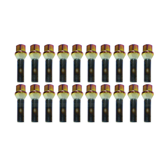 Wheel Mate Mevius 17 Hex Lug Bolt Set of 20 - Chrome Neon 14x1.25 40mm Cone 60 DEG TAP