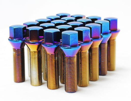 Wheel Mate Mevius Lug Bolt Set of 20 - Blue Neon 14x1.50 40mm Cone 60 DEG TAP