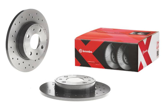 Brembo Rear Premium Xtra Cross Drilled UV Coated Rotor - 2016 Subaru WRX / 2015-2017 STI / 2008-2014  Impreza