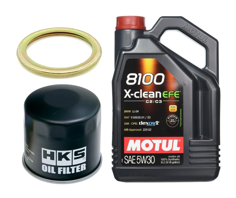 Motul 8100 X-Clean Oil Change Kit - HKS Filter, 5W30 - 2022-2026 Subaru WRX
