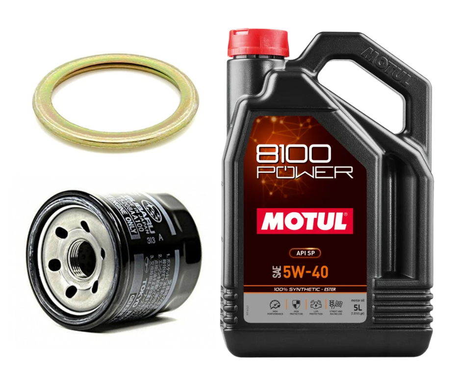 Motul 8100 Power Oil Change Kit, 5W40 - 2004-2021 Subaru STI / 2002-2014 WRX