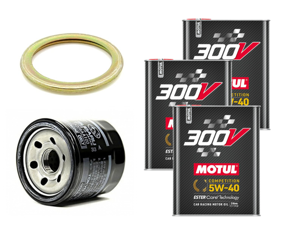 Motul 300V Oil Change Kit, 5W40 - 2004-2021 Subaru STI / 2002-2014 WRX