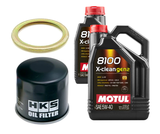 Motul 8100 X-Clean Oil Change Kit - HKS Filter, 5W40 - 2015-2021 Subaru WRX