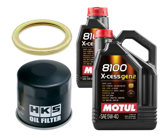Motul 8100 X-Cess Oil Change Kit - HKS Filter, 5W40 - 2015-2021 Subaru WRX