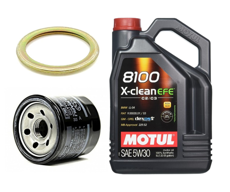 Motul 8100 X-Clean Oil Change Kit, 5W30 - 2004-2021 Subaru STI / 2002-2014 WRX