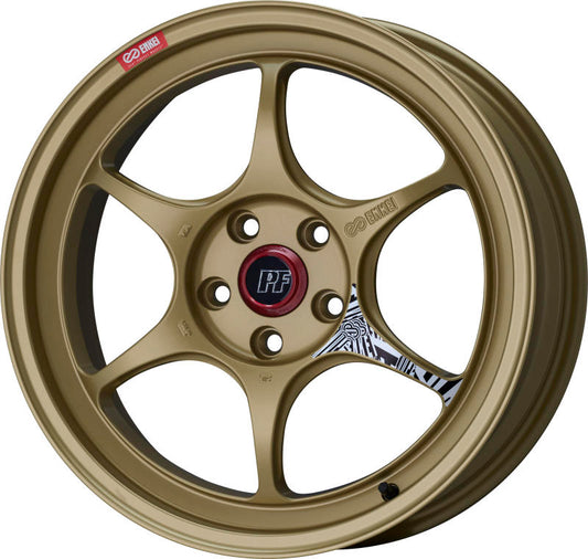 Enkei PF06 18x9in 5x114.3 BP 38mm Offset 75mm Bore - Gold (Single Wheel)