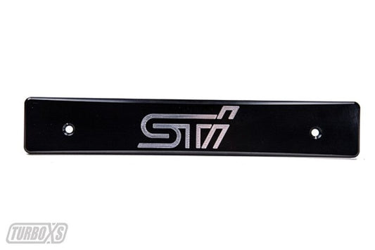 Turbo XS  Billet Aluminum License Plate Delete Black Machined w/ STi Logo - 2015-2017 Subaru WRX / STI