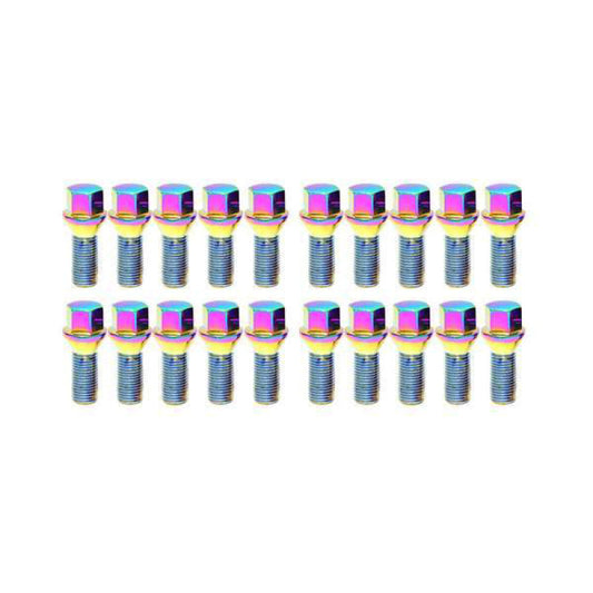 Wheel Mate Mevius Lug Bolt Set of 20 - Neon Chrome 14x1.25 27mm Cone 60 DEG TAP