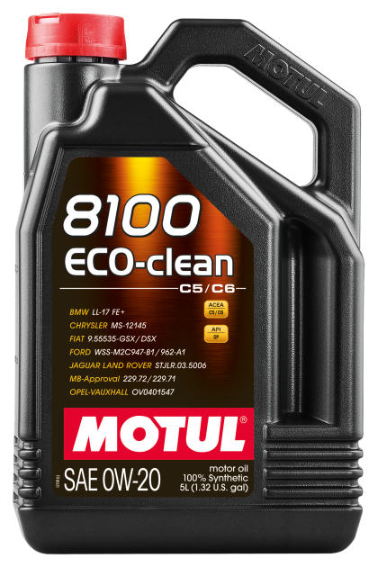 Motul 8100 Eco-Clean 0W20 Synthetic Motor Oil (5 Liter Jug)