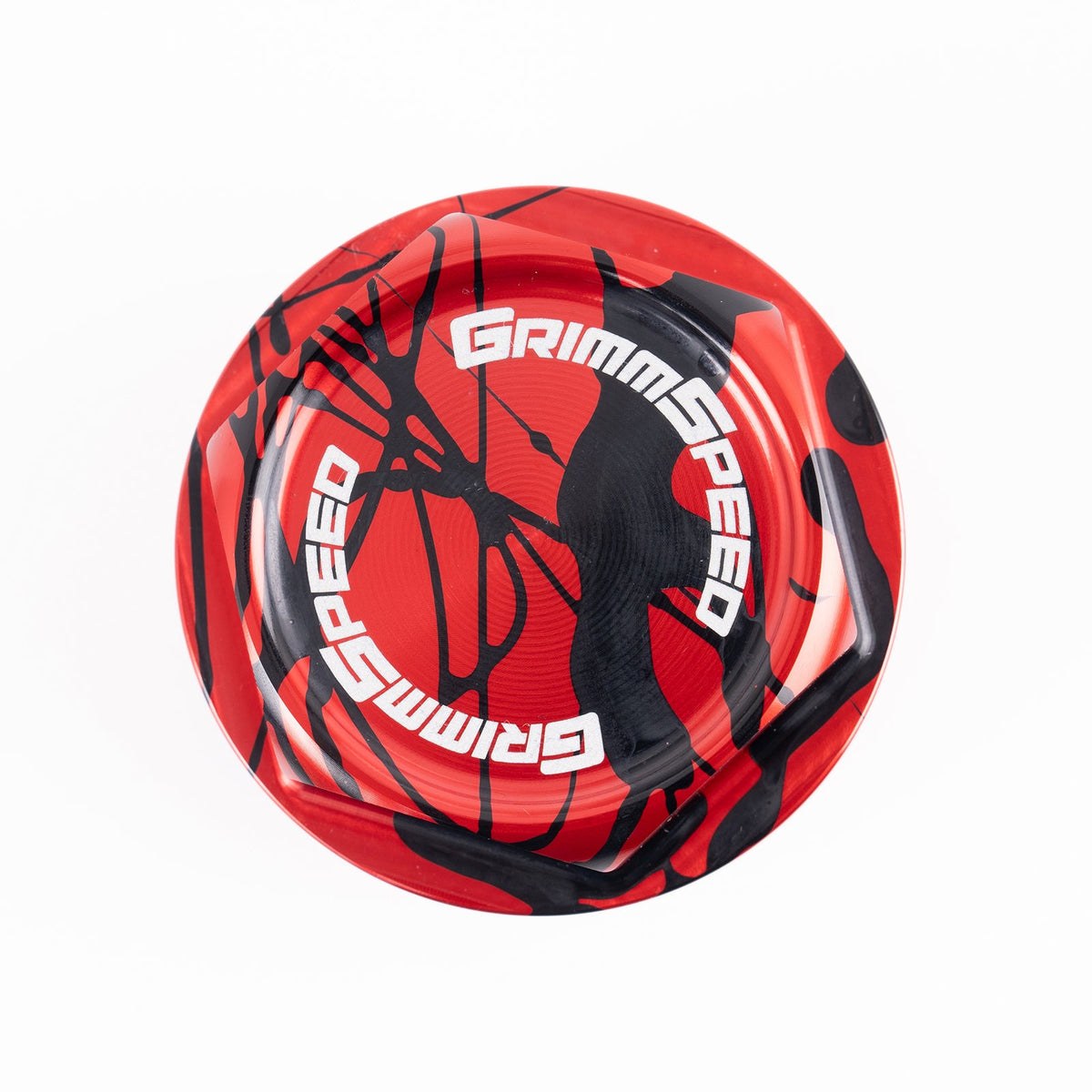GrimmSpeed Version 2 Bolt Oil Cap (Splatter Red/Black) - Subaru Universal