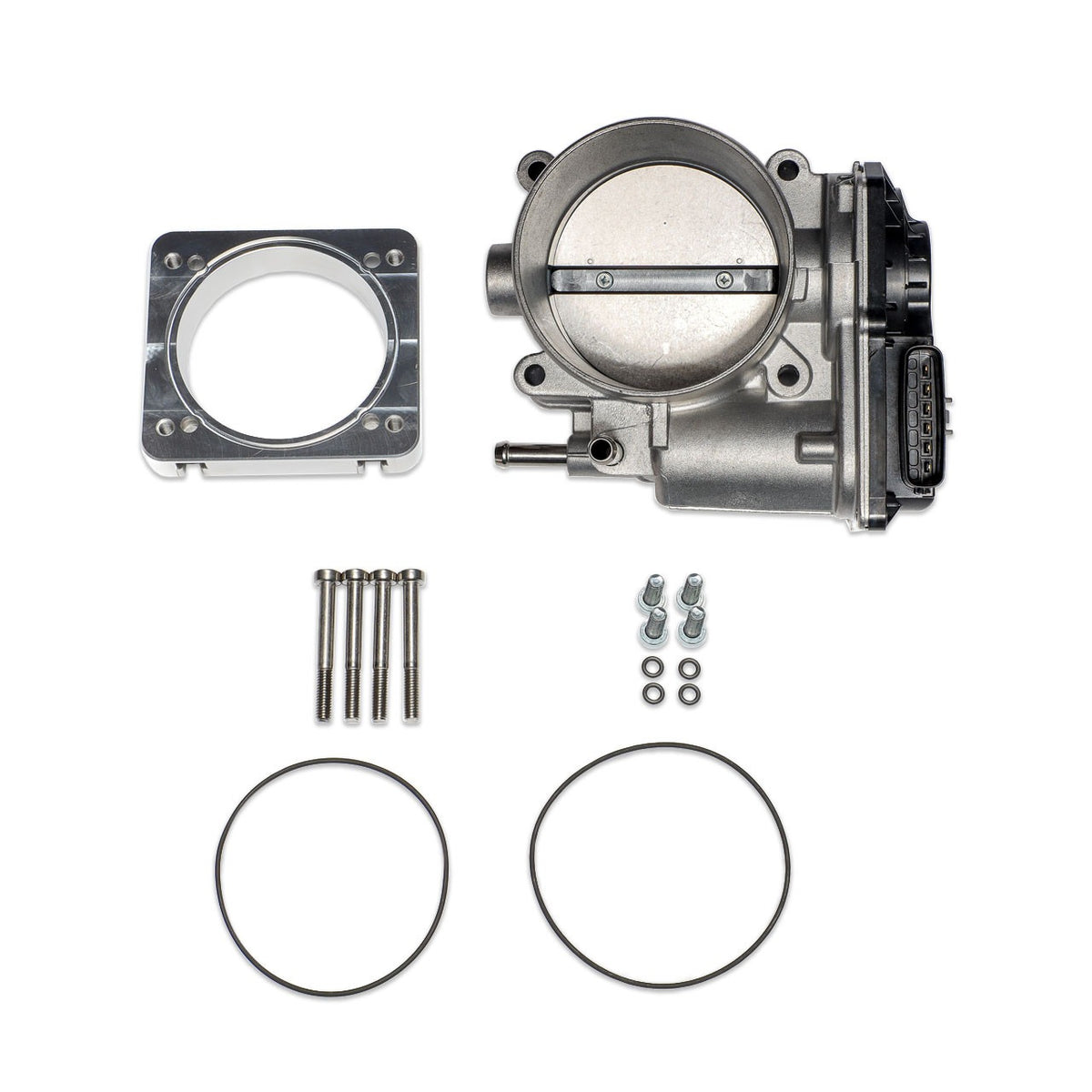 IAG Big Bore 76mm Throttle Body w/ Electronics & Adapter Package (For Use With Process West Intake Manifolds) - Silver Adapter Plate - 2004-2021 Subaru STI / 2006-2007 WRX / 2004-2008 Forester XT