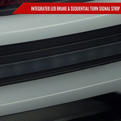 Spec-D Sequential Full LED Tail Lights - Gloss Black Housing / Smoked Lens / White Bar - 2015-2021 Subaru WRX / STI