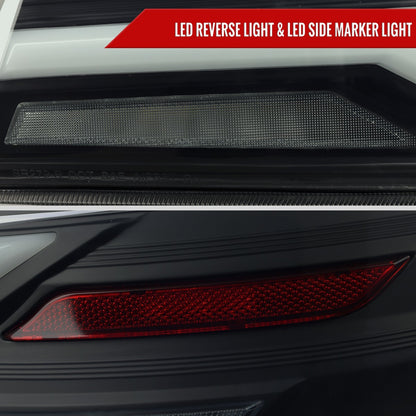 Spec-D Sequential Full LED Tail Lights - Gloss Black Housing / Smoked Lens / White Bar - 2015-2021 Subaru WRX / STI