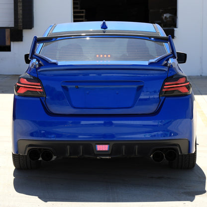 Spec-D Sequential Full LED Tail Lights - Gloss Black Housing / Smoked Lens / White Bar - 2015-2021 Subaru WRX / STI