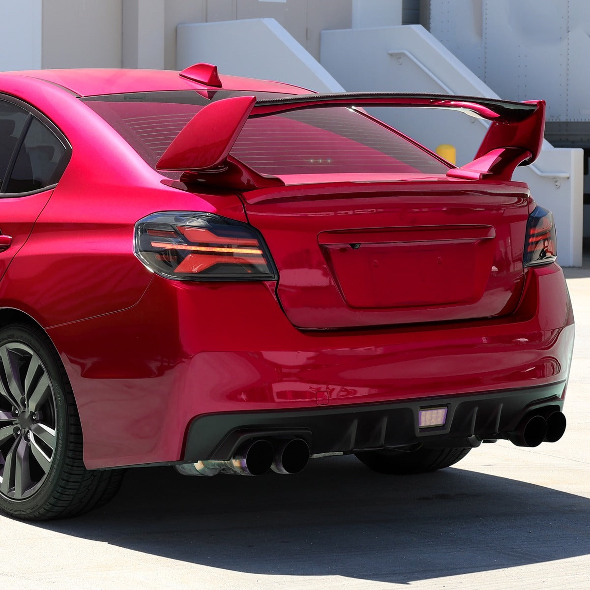Spec-D Sequential Full LED Tail Lights - Gloss Black Housing / Smoked Lens / White Bar - 2015-2021 Subaru WRX / STI