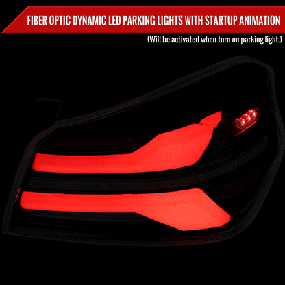 Spec-D Sequential Full LED Tail Lights - Black Housing / Clear Lens / White Bar - 2015-2021 Subaru WRX / STI