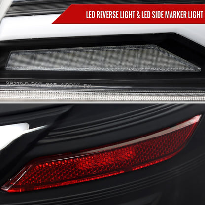 Spec-D Sequential Full LED Tail Lights - Black Housing / Clear Lens / White Bar - 2015-2021 Subaru WRX / STI
