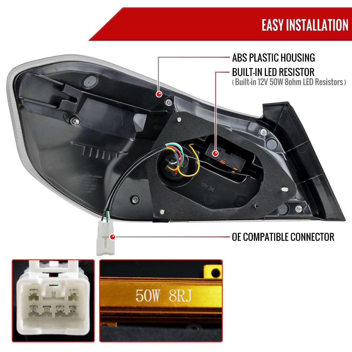 Spec-D Sequential Full LED Tail Lights - Black Housing / Clear Lens / White Bar - 2015-2021 Subaru WRX / STI